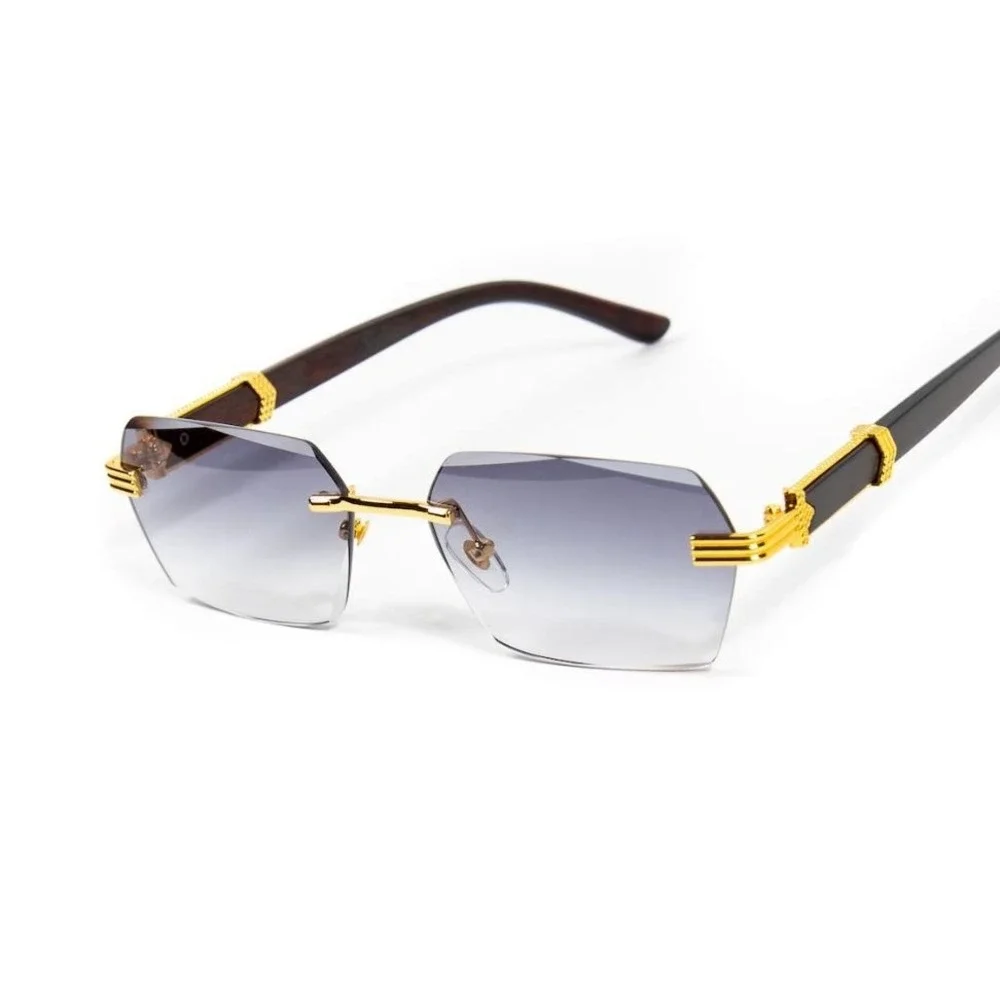Women Sunglasses Black Gradient Lens Buffs Woody Arms Trendy Driving Aviator New